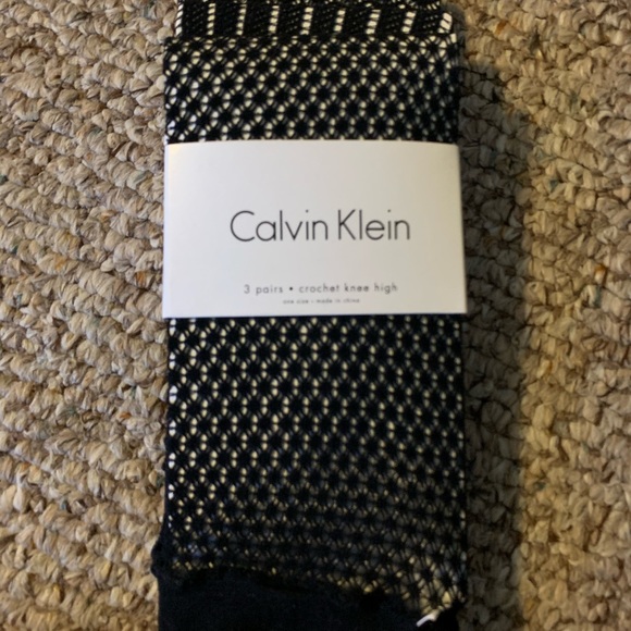 Calvin Klein 3 pairs of crocheted knee high socks